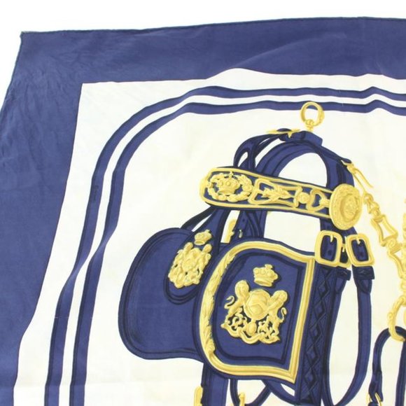 Louis Vuitton Navy x Gold Brides de Gala Silk Scarf 58h511s - Picture 11 of 12